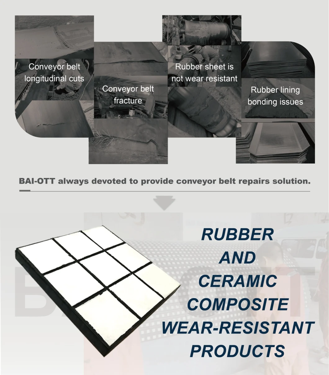 Wear-Resisitant Alumina Ceramic Lining Vulcanized in Rubber
